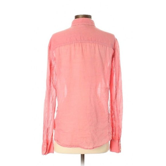 Caslon Lightweight Coral Gauzy Slub Cotton Shirt S - Picture 2 of 3